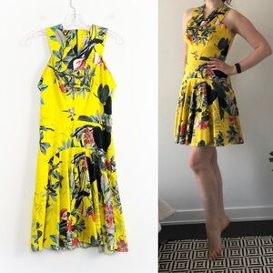 3rd Floor Studio yellow floral print dress tropical skater cocktail party event